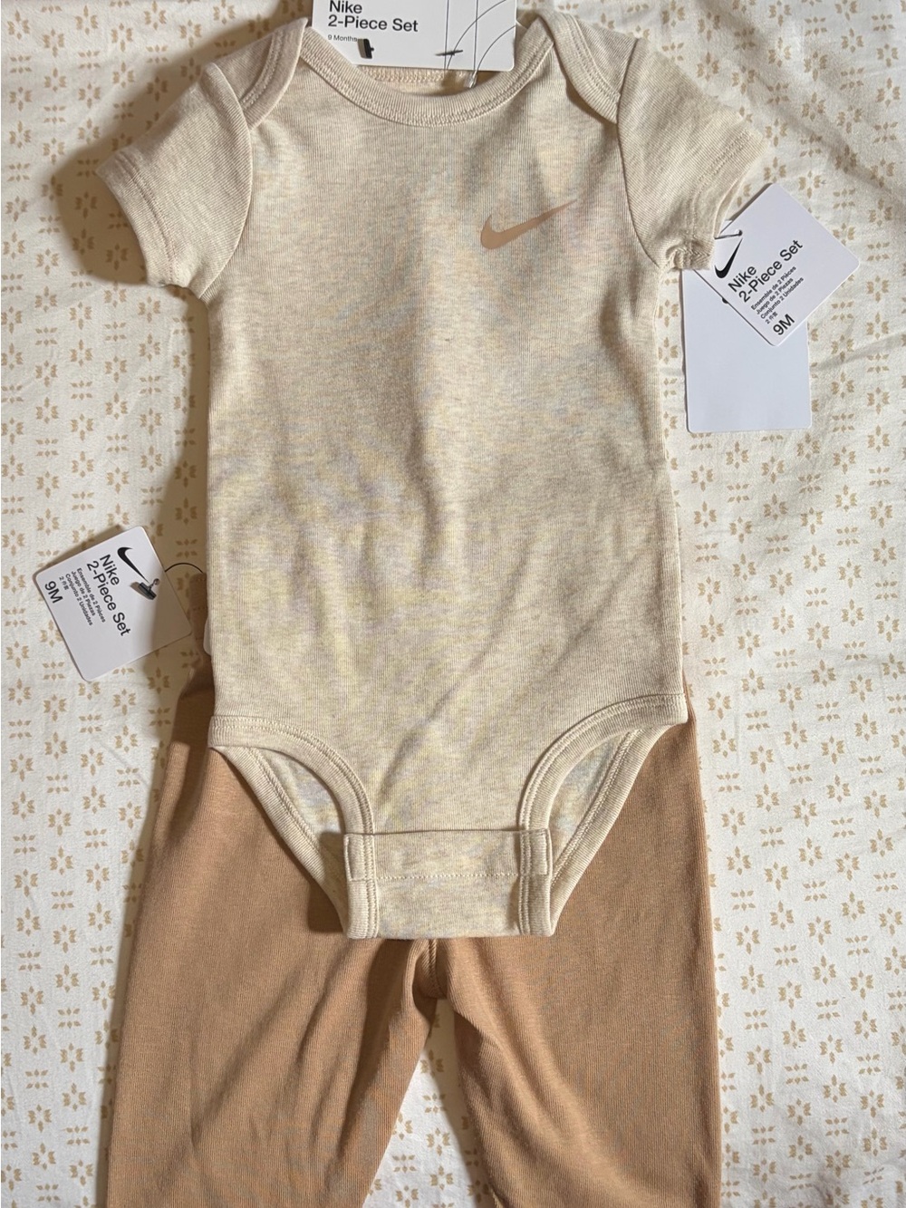 Nike Baby Neutral Beige & Tan Short-Sleeve One-Piece Set